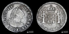 Bolivia, Potosi. ½ Real. 1780 (Carlos III). PR.