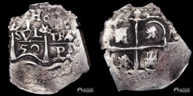 Bolivia, Potosi. 1 Real. 1652 (Felipe IV). E. Macuquina PH.