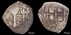 Bolivia, Potosi. 1 Real. 1654 (Felipe IV). E. Macuquina. Nota: Transicional "PH".