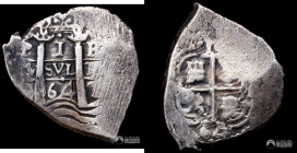 Bolivia, Potosi. 1 Real. 1664 (Felipe IV). E. Macuquina.