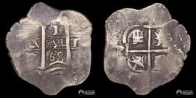 Bolivia, Potosi. 1 Real. 1668 (Carlos II). E. Macuquina.