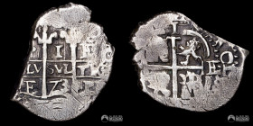 Bolivia, Potosi. 1 Real. 1673 (Carlos II). E. Macuquina.