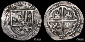 Bolivia, Potosi. 2 Reales. 1574-1576 (Felipe II). R. Macuquina.