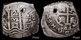 Bolivia, Potosi. 2 Reales. 1683 (Carlos II). V. Macuquina.