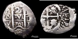 Bolivia, Potosi. 2 Reales. 1703 (Felipe V). Y. Macuquina.