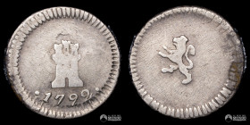Chile, Santiago. ¼ Real. 1792 (Carlos IV). ANEPIGRAFE.