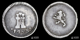 Chile, Santiago. ¼ Real. 1793 (Carlos IV). Anepigrafe.