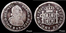 Chile, Santiago. ½ Real. 1813 (Fernando VII). FJ.