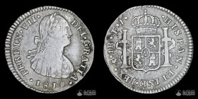 Chile, Santiago. 1 Real. 1810 (Fernando VII). FJ. "8" sobre "8".