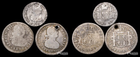 Chile, Santiago. Lote de tres: ½ y 1 Real. 1810-1816.