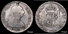 Chile, Santiago. 2 Reales. 1780 (Carlos III). DA.