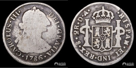 Chile, Santiago. 2 Reales. 1786 (Carlos III). DA.