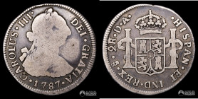 Chile, Santiago. 2 Reales. 1787 (Carlos III). DA.