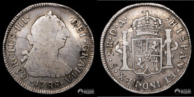 Chile, Santiago. 2 Reales. 1788 (Carlos III). DA.