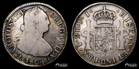 Chile, Santiago. 2 Reales. 1804 (Carlos IV). FJ.