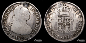 Chile, Santiago. 2 Reales. 1804 (Carlos IV). DA. Ceca invertida.