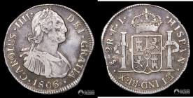 Chile, Santiago. 2 Reales. 1806/5 (Carlos IV). FJ.