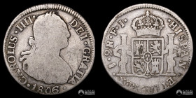 Chile, Santiago. 2 Reales. 1806 (Carlos IV). FJ.