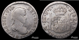 Chile, Santiago. 2 Reales. 1813 (Fernando VII). FJ.