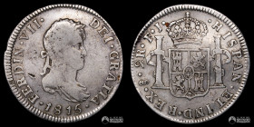 Chile, Santiago. 2 Reales. 1815 (Fernando VII). FJ.