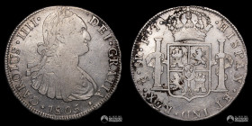 Chile, Santiago. 8 Reales. 1805 (Carlos IV). FJ.