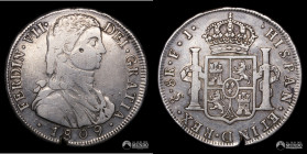 Chile, Santiago. 8 Reales. 1809 (Fernando VII; busto de almirante). FJ (variante sin botones).
