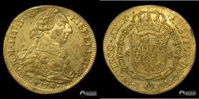 Chile, Santiago. 8 Escudos. 1779 (Carlos III). DG. Oro.