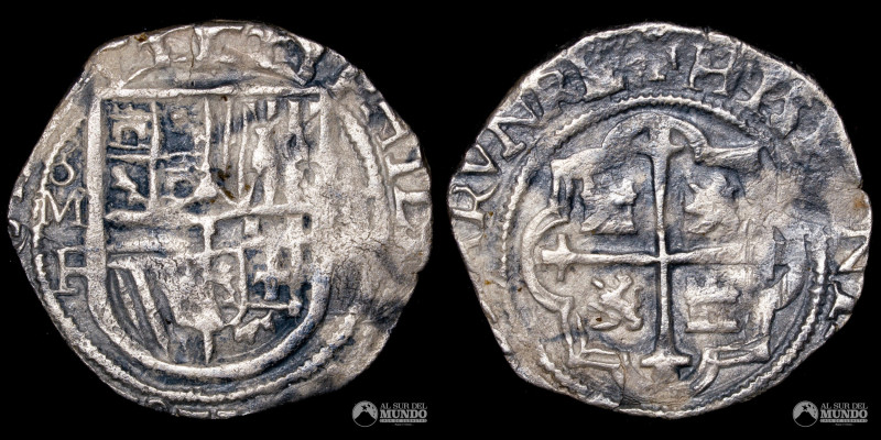 Mexico, Mo. (Felipe III) 1 real (1607-1613). Material Plata 931; 3.08g. (VF+) Km...