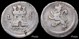 Peru, Lima. ¼ de Real (Cuartillo). 1796 (Carlos IV). L.
