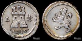 Peru, Lima. ¼ de Real (Cuartillo). 1820 (Fernando VII). L.