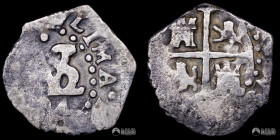 Peru, Lima. ½ Real. 1684 (Carlos II). V. Macuquina.