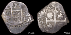 Peru, Lima. 1 Real. 1702 (Felipe V). H. Macuquina.