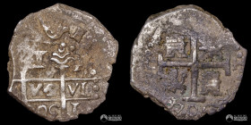 Peru, Lima. 1 Real. 1705 (Felipe V). H. Macuquina. Nota: Doble fecha.