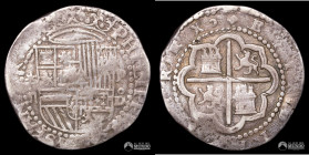 Peru, Lima. 2 Reales. 1577-1589 (Felipe II). oD. Macuquina.