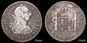 Peru, Lima. 2 Reales. 1786 (Carlos III). IJ.