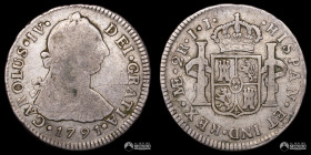 Peru, Lima. 2 Reales. 1791 (Carlos IV). IJ.