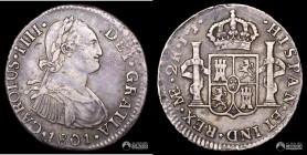 Peru, Lima. 2 Reales. 1801 (Carlos IV). IJ.