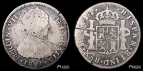 Peru, Lima. 2 Reales. 1811 (Fernando VII). JP. Busto indigena.