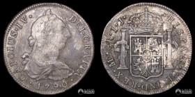 Peru, Lima. 8 Reales. 1790 (Carlos IV). IJ. Transicional.