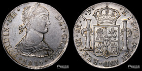 Peru, Lima. 8 Reales. 1811 (Fernando VII). JP. Busto indigena.