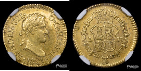Peru, Lima. ½ Escudo. 1821 (Fernando VII). JP. Oro. NGC AU58.