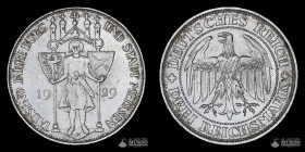 Alemania (Republica de Weimar), Muldenhütten. 3 Reichsmark. 1929. 1000 Aniversario de Meissen.