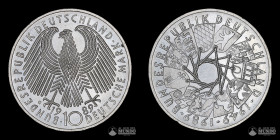 Alemania Occidental, Karlsruhe. 10 Marcos. 1989. 40 Años de la Republica Federal.