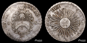 Argentina (Provincias Unidas). 8 Soles. 1815; variante S/R. FL.