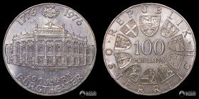 Austria, Viena. 100 Chelines. 1976. 200 años del Burgtheater.