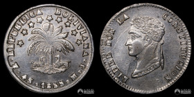 Bolivia, Potosi. 4 Soles. 1855. MJ.