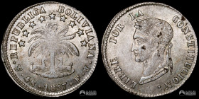 Bolivia, Potosi. 4 Soles. 1857. FJ.