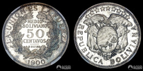 Bolivia. 50 Centavos (½ Boliviano). 1900. ENSAYO. NGC PF66.