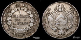 Bolivia, Potosi. 1 Boliviano. 1864. FP.