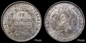 Bolivia, Potosi. 1 Boliviano. 1874. FE.
